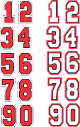 Hockey Helmet Number Sheets 0 - 9